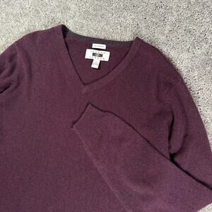 Joseph Abboud Men's Cashmere Sweater Medium M V Neck Pullover Purple Maroon